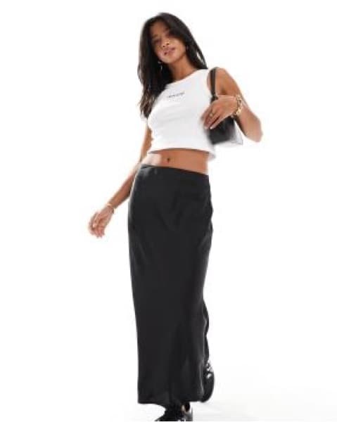 Petite Satin black Midi Skirt  - Image 2