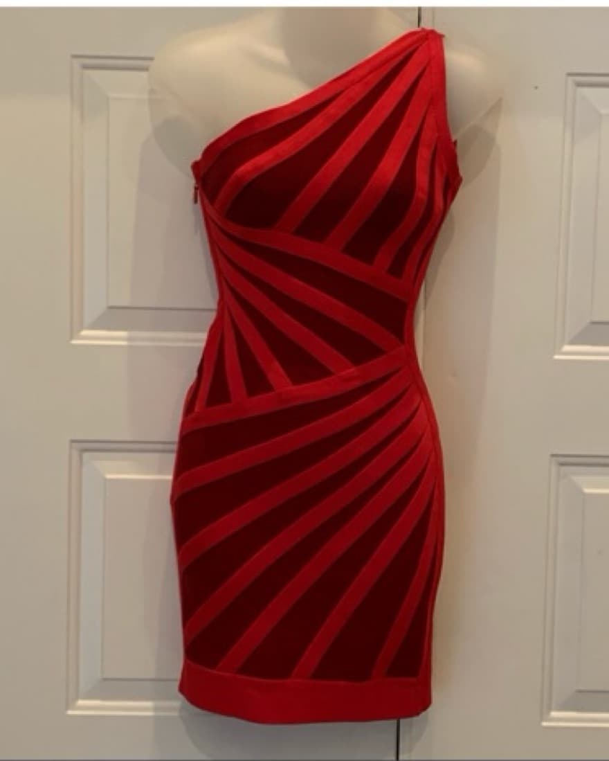 Herve Leger Red Carmella Dress - Image 2