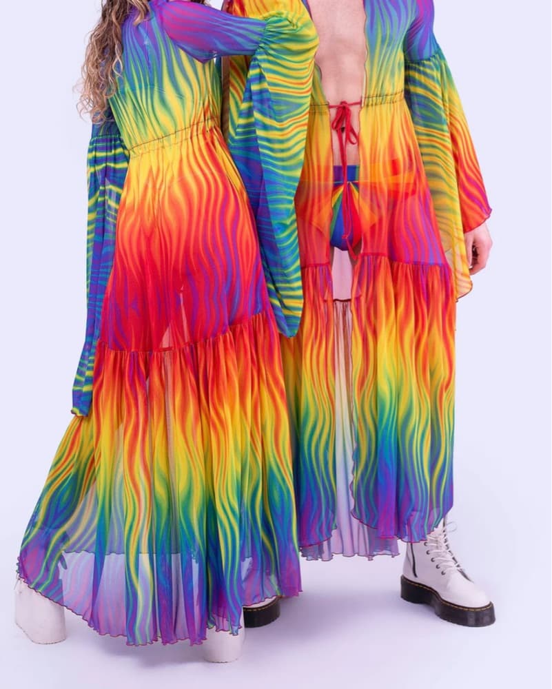 Badinka Rainbow Flame Unisex Mesh Duster - Image 3