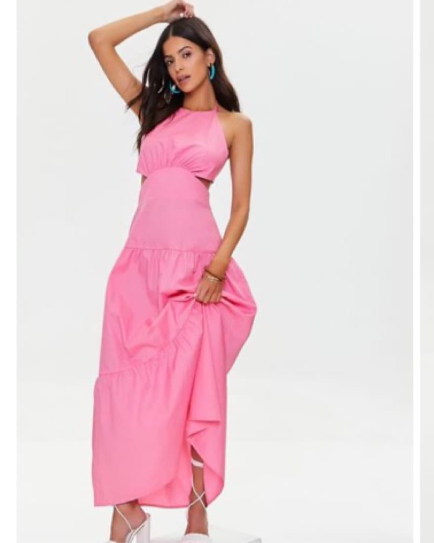 Pink Halter Cutout Maxi Dress - Image 2