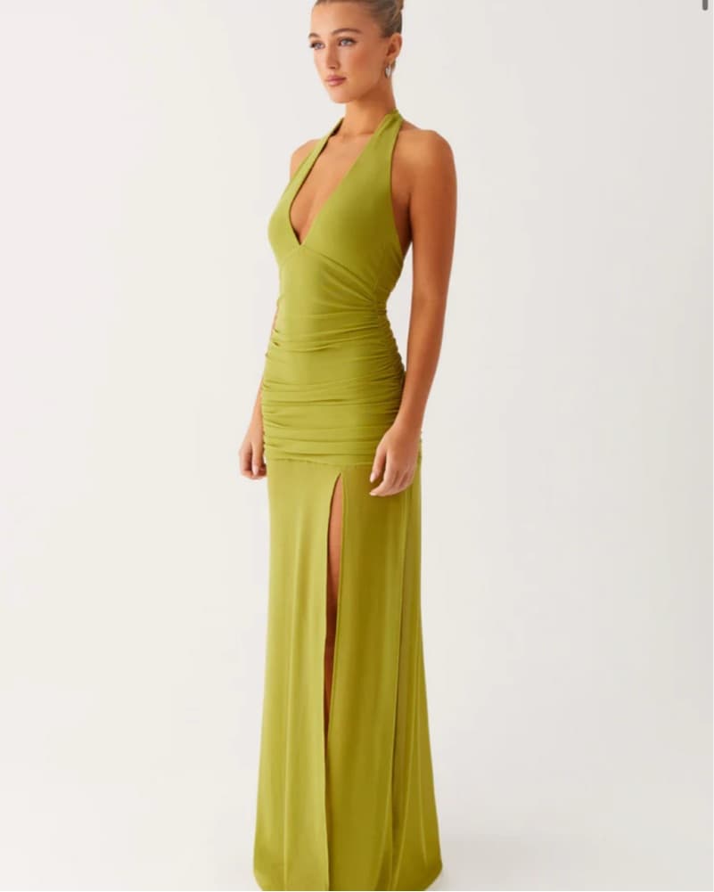 Green Maxi Dress Plunge - Image 2