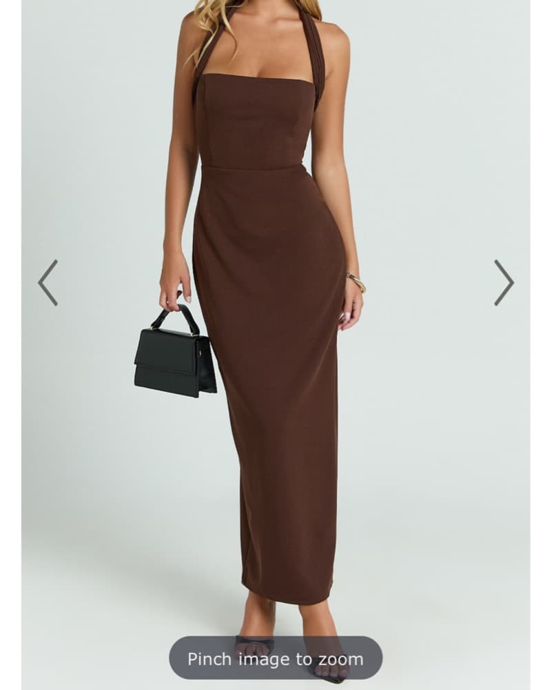 Brown Halter Midi Dress - Image 1