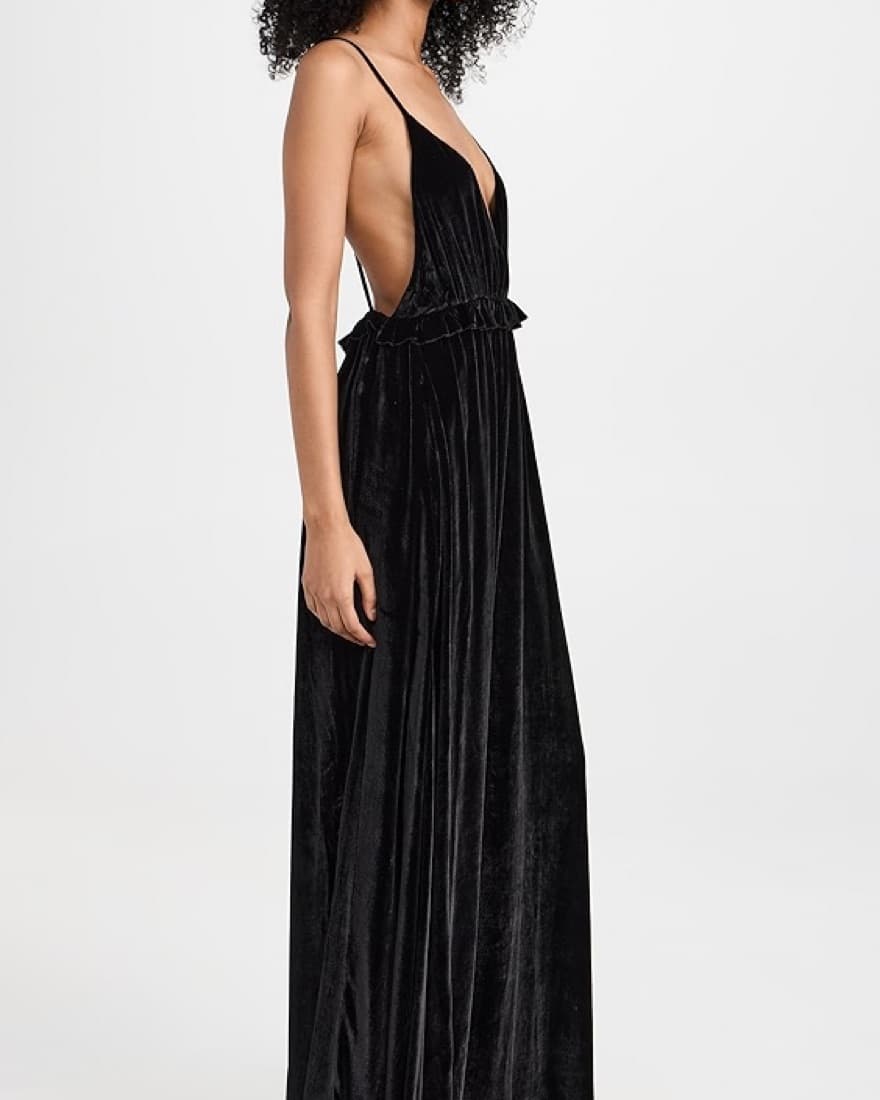 Lavinia open-back ruffled velvet gown - Image 1