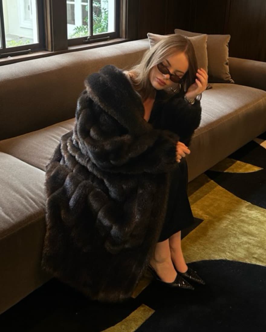 Big Dark Brown Fur Coat - Image 1