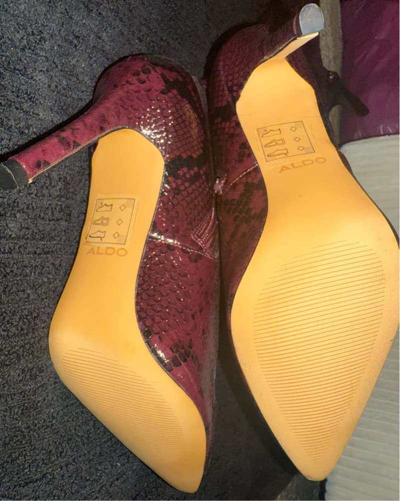 Aldo burgandy Snake Print High Boot   - Image 3