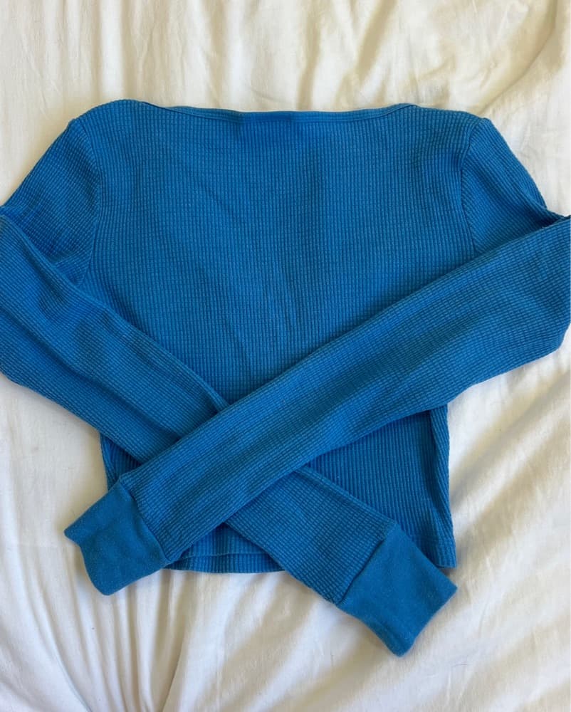 TNA Blue Knit Waffle Tank - Image 2