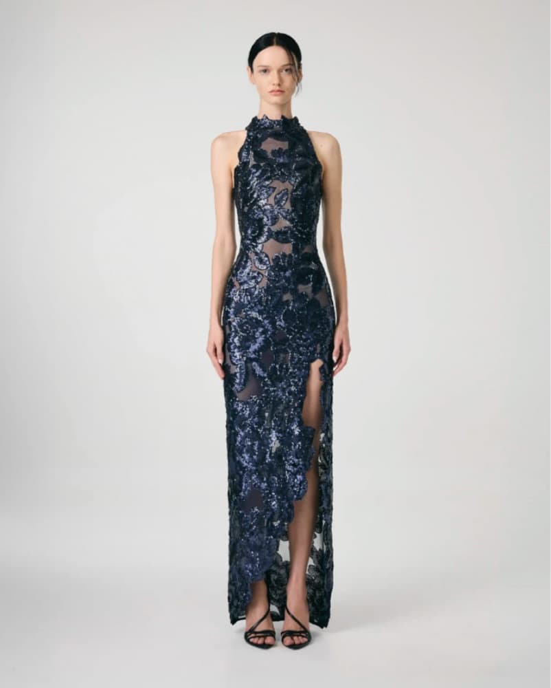 Exquisite Sequin Gown with Backless Detailing - Image 2
