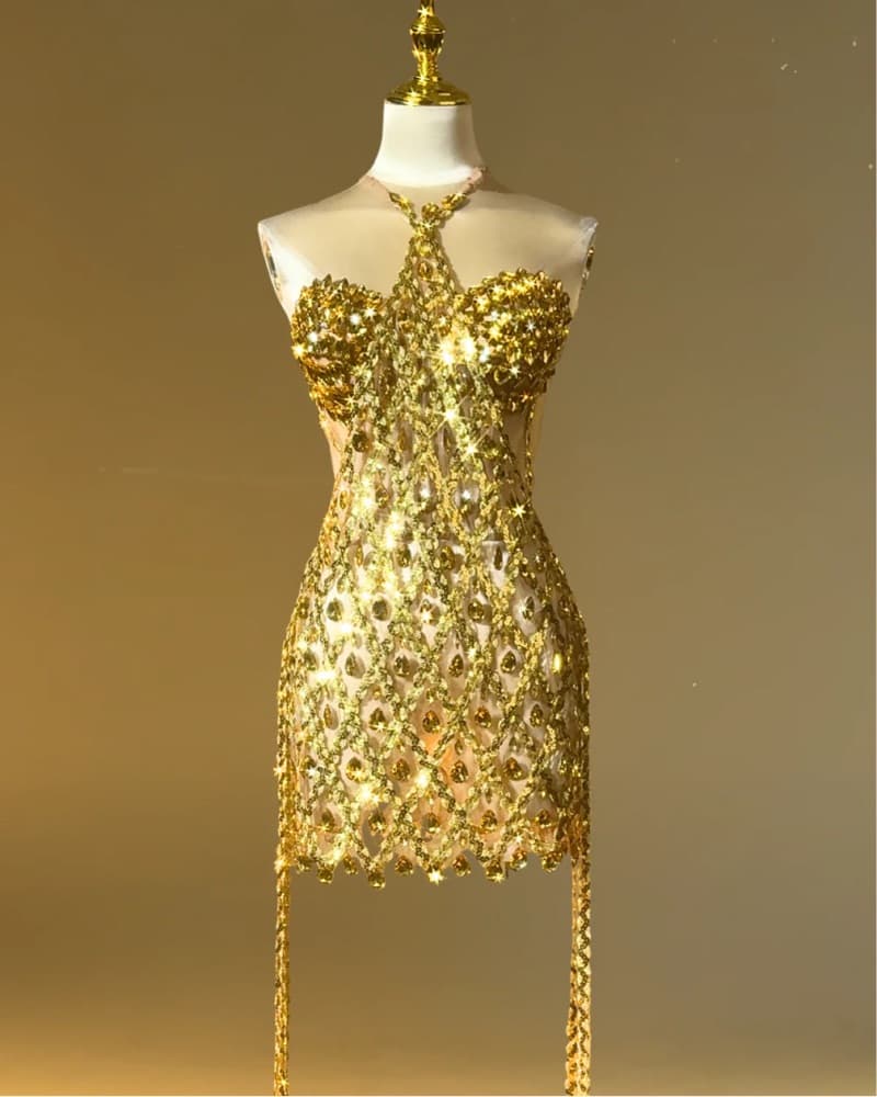 Rhinestone Fringe Dress - Image 4