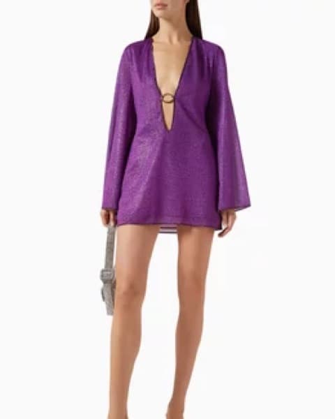 Sparkly Purple Dress With Gold Accent - Image 2
