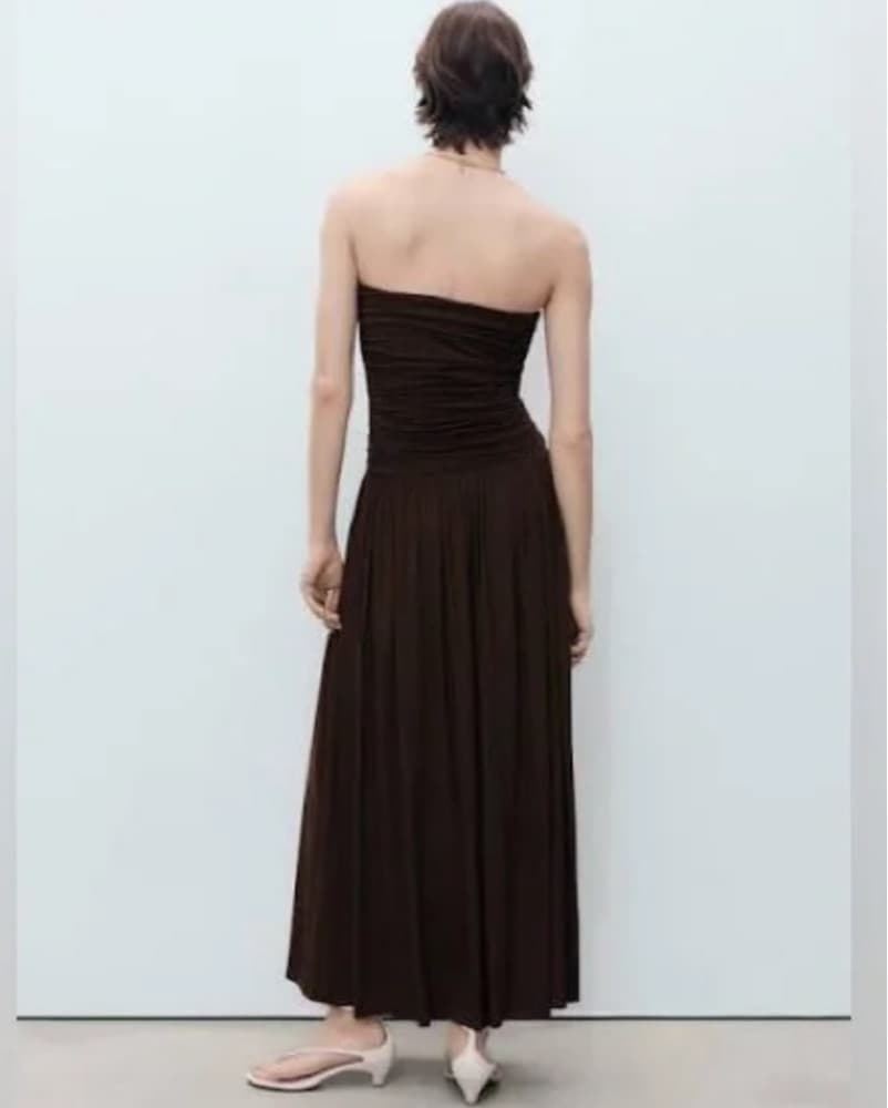 Mango Brown strapless dress  - Image 2