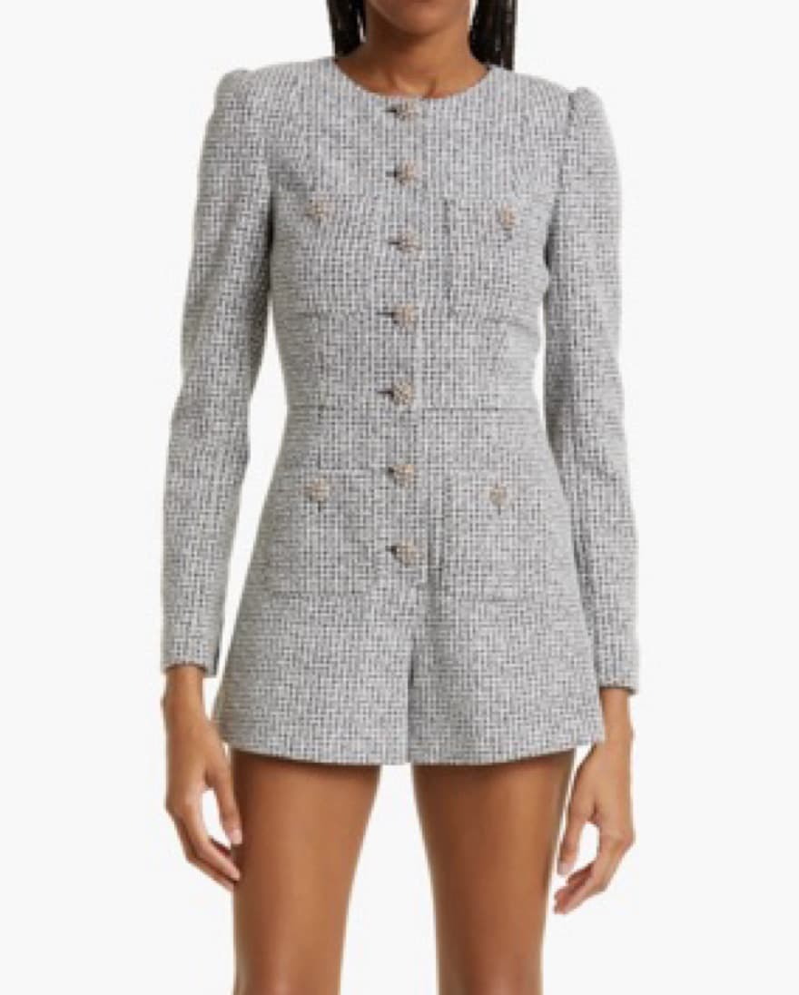 Alice + Olivia Shiloh Tweed Romper - Image 2