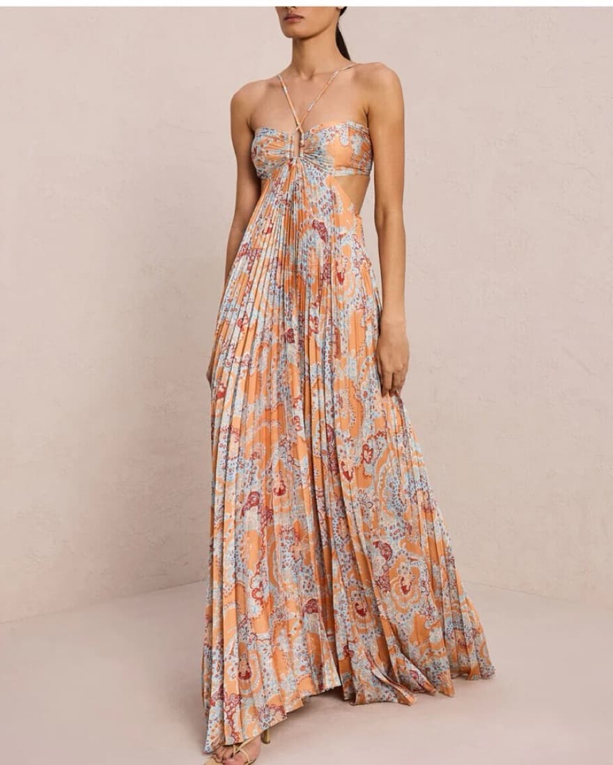 A.L.C Moira Pleated Paisley Gown  - Image 1