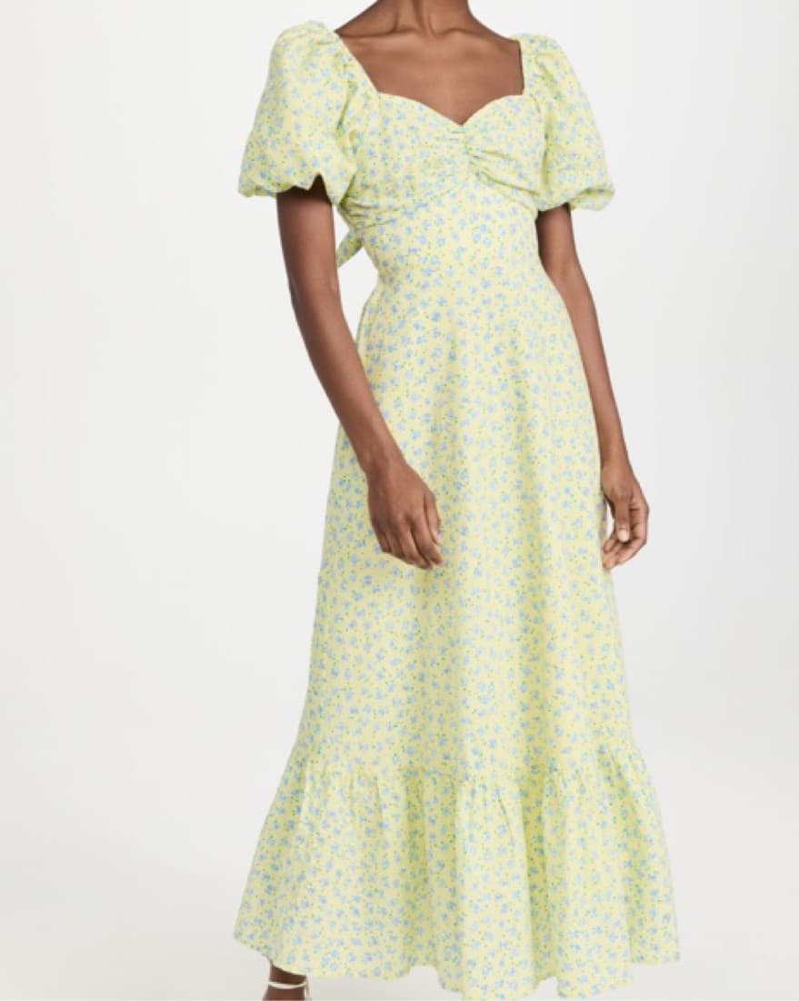 Yellow Floral Midi Dress - Image 4