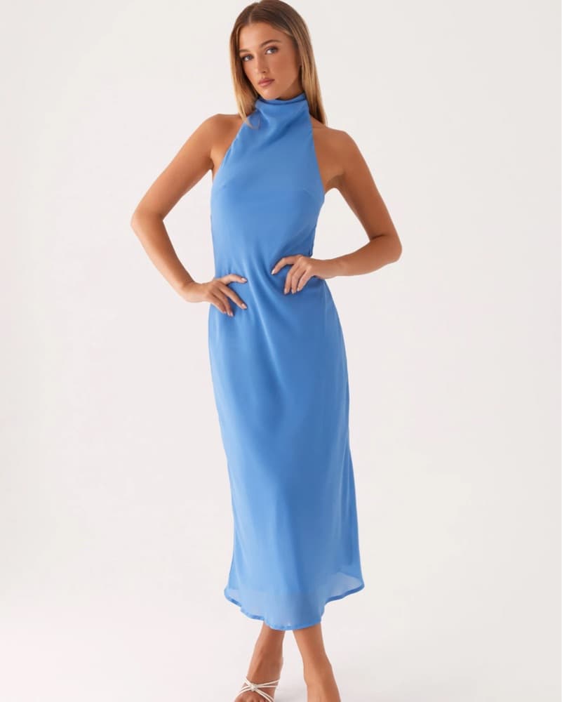 Blue halter neck long dress - Image 1