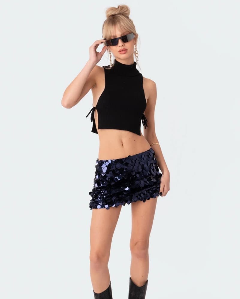 Edikted Low Rise Sequine Mini Skirt - Image 1