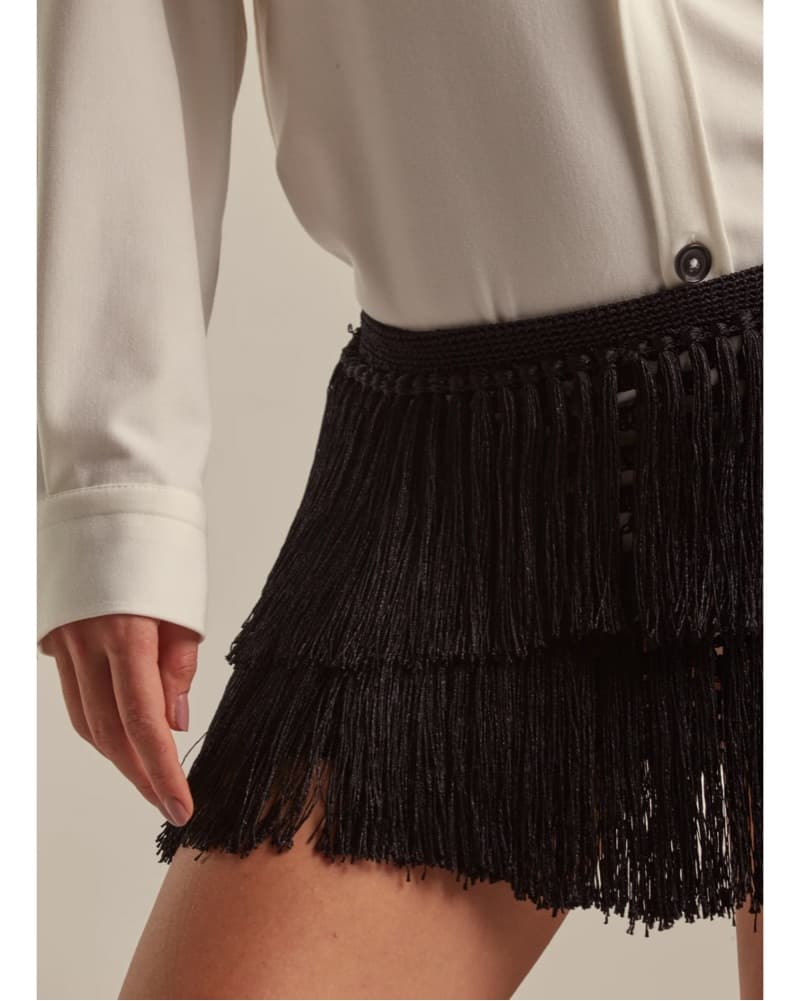 Andrea Almeida Black Fringe Mini Skirt - Image 4