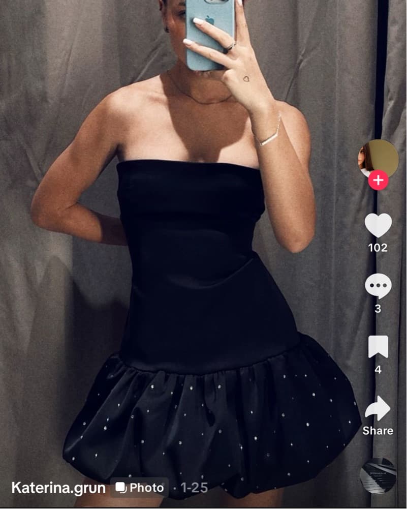Drop Waist Black Mini Rhinestone Dress - Image 1