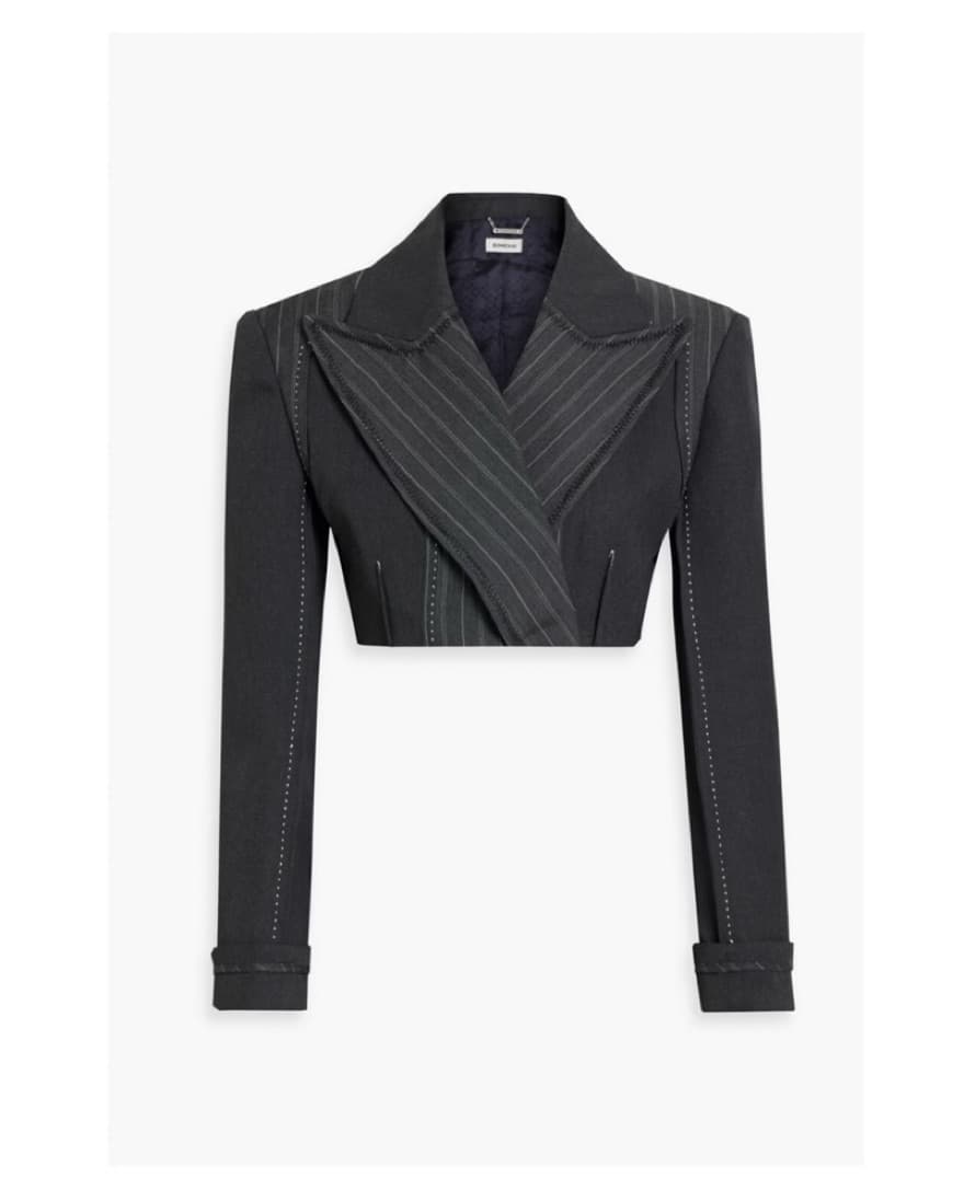 Clare cropped pinstriped wool-blend twil - Image 2