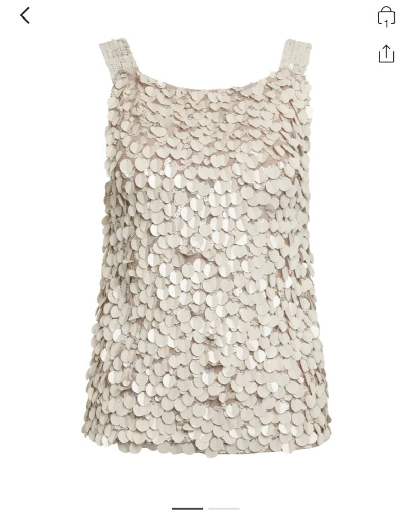 PAROSH White Sequin Skirt And Top Set - Image 4