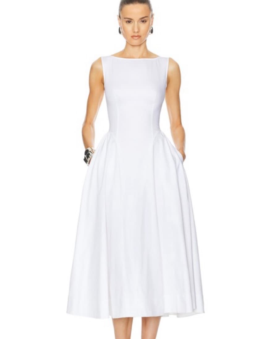 Helsa White Stretch Midi Dress - Image 1