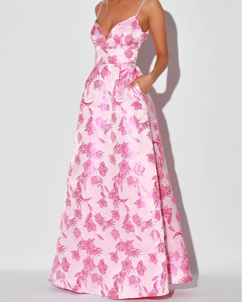 Pink Floral Formal Dress - Image 2