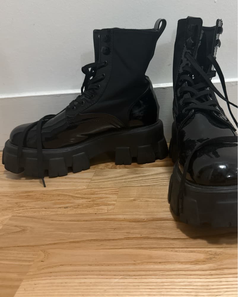 Prada Lookalike Platform Lace-Up Boots - Image 1
