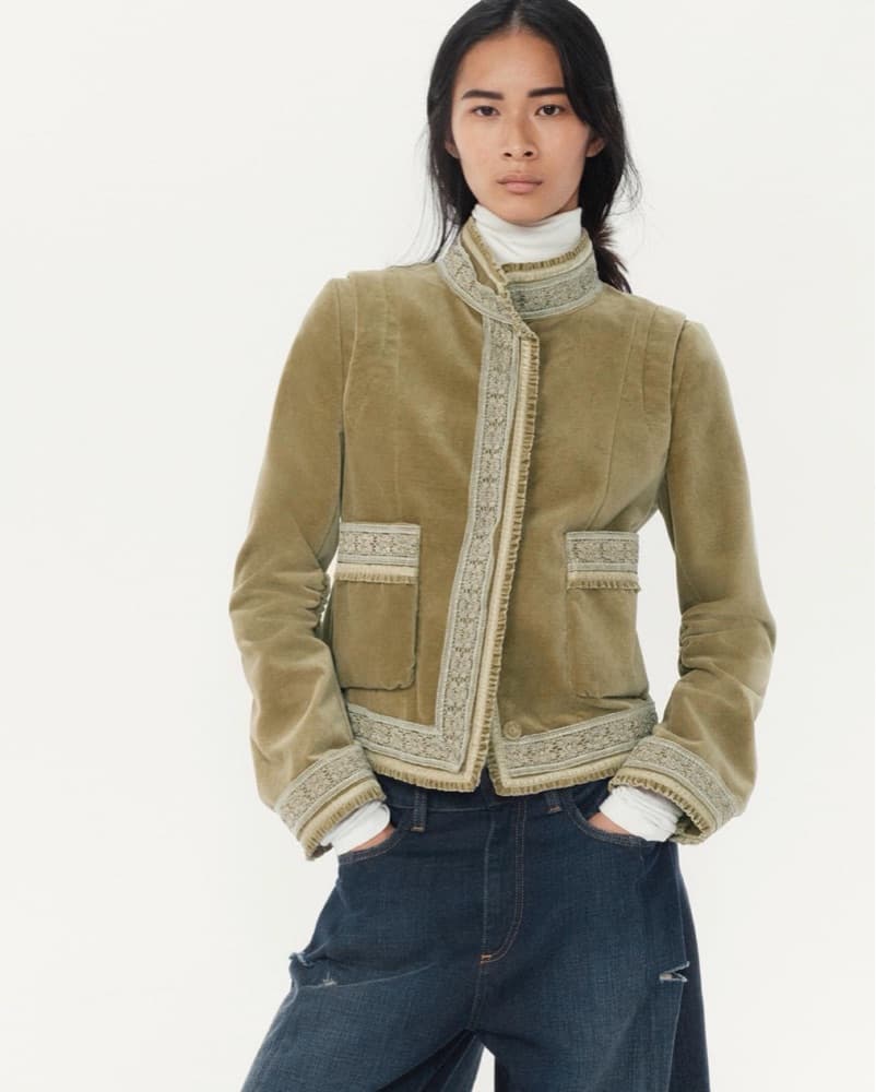 Zara Collection Olive Velvet Jacket - Image 1