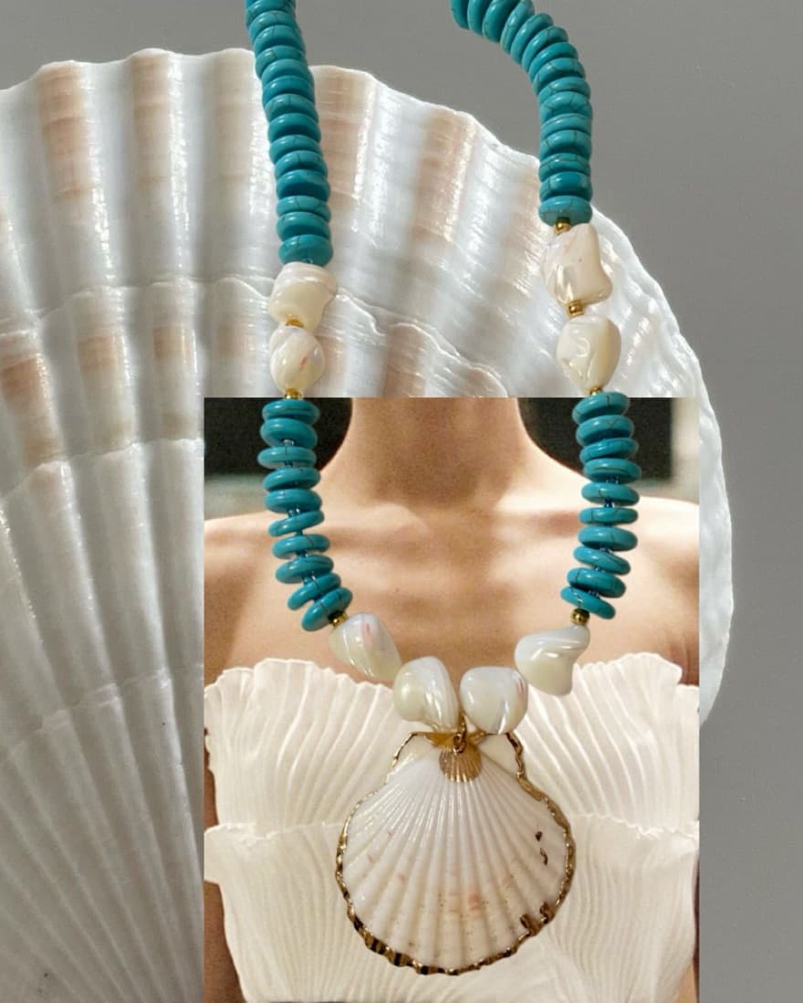 Turquoise Shell Necklace - Image 1