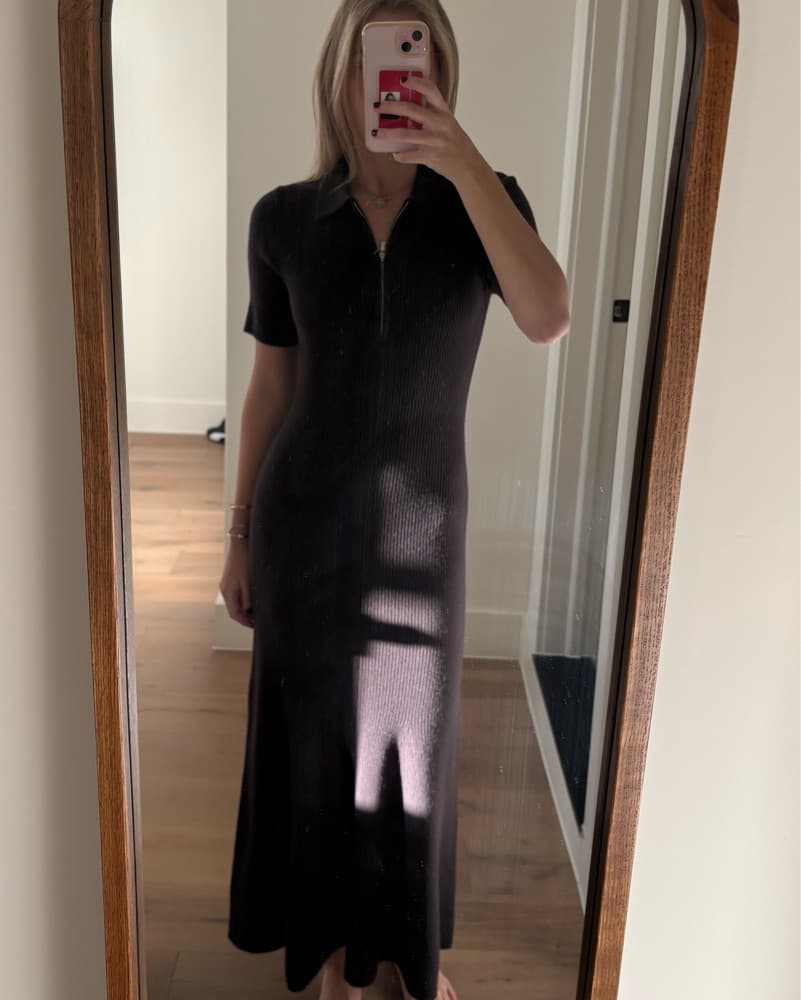 Ribbed Brown Midi Dress - Image 1