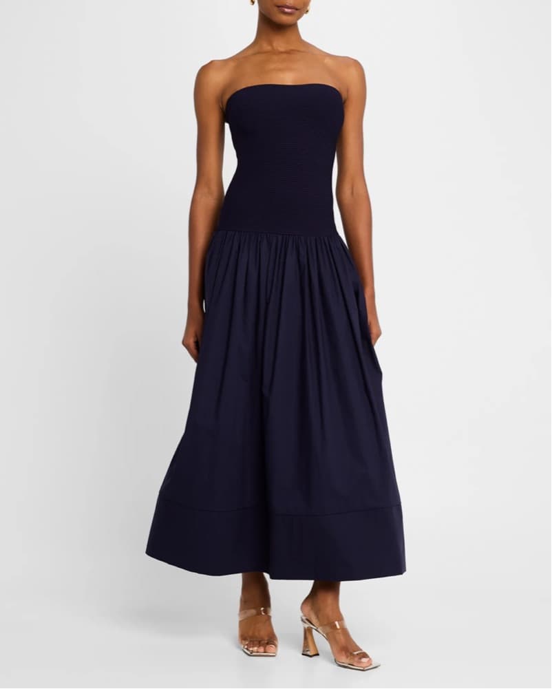 Navy Strapless Maxi Dress - Image 2