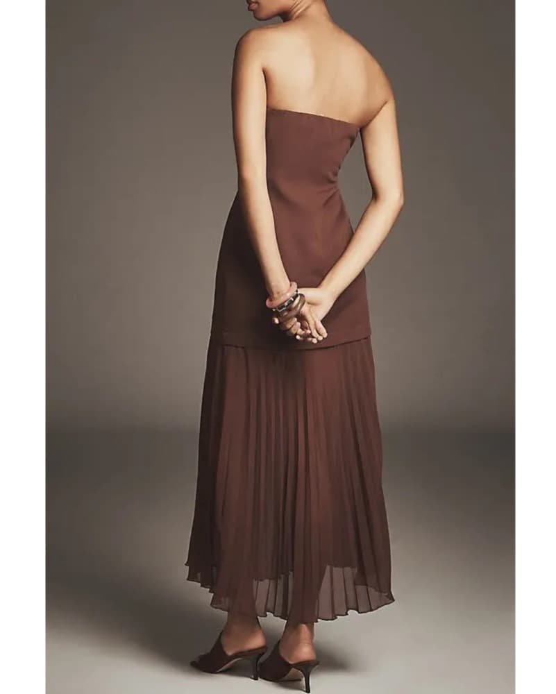 Anthropologie Strapless Pleated Dress - Image 3