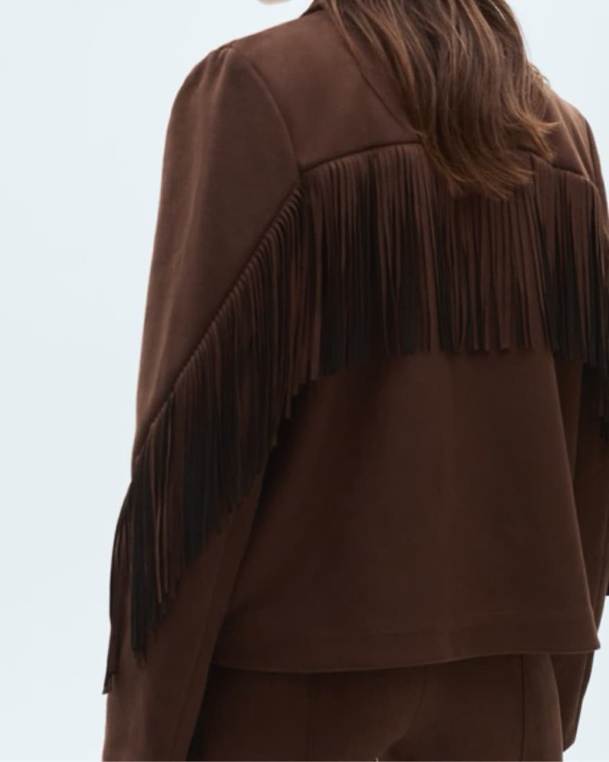 Mango Suede Fringe Jacket Brown - Image 3
