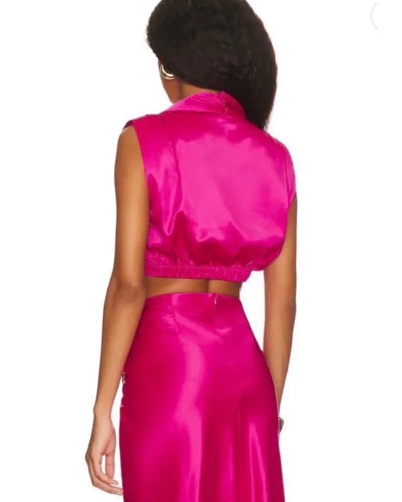 Vibrant Fuchsia Satin Two-Piece Set - Image 2