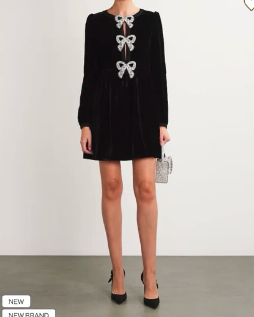 Saloni Black Velvet Dress - Image 1