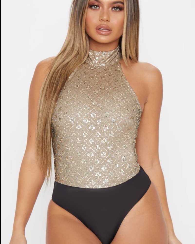 Gold Sequin Bodysuit - Image 1