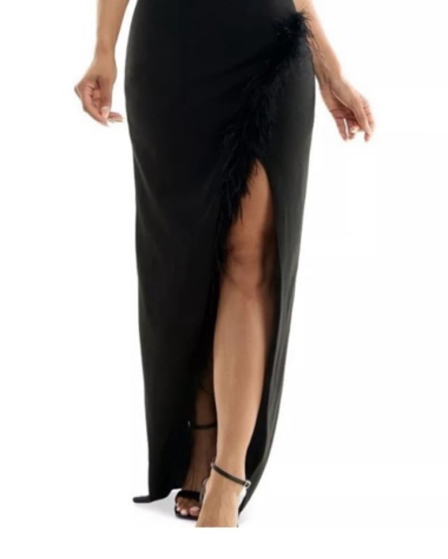 Black Gown - Feather Detail - Image 2