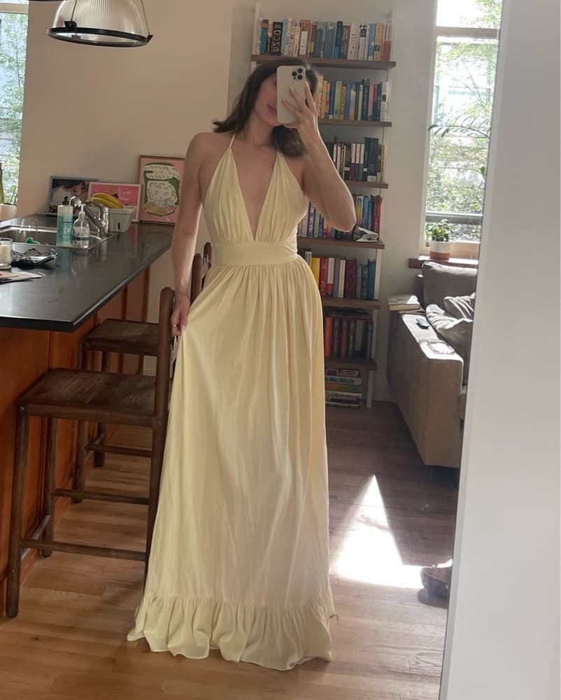 Vintage Butter Yellow Halter Dress - Image 2
