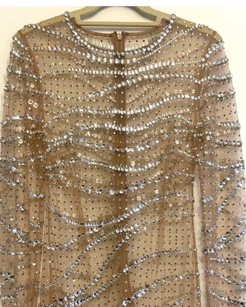 Retrofete Sheer Crystal Mini Dress S/XS - Image 4