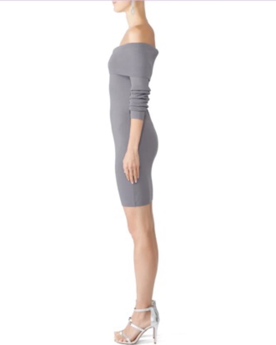Off The Shoulder Grey Sweater Dress XS - Image 4