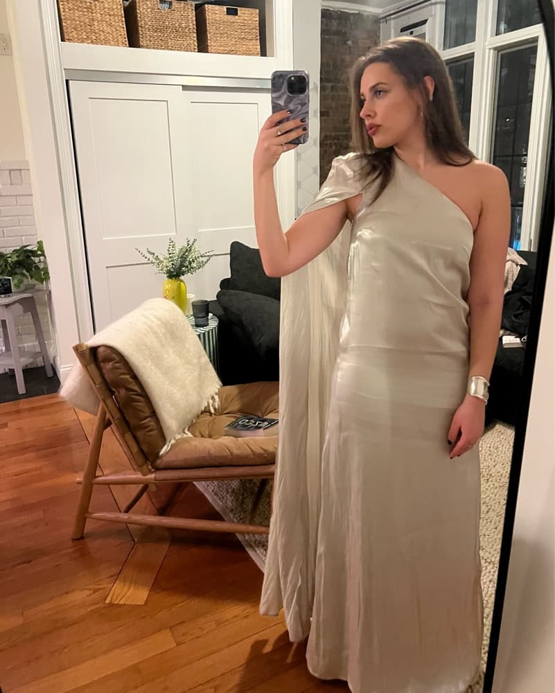 Asymmetrical Satin Dress - Image 1