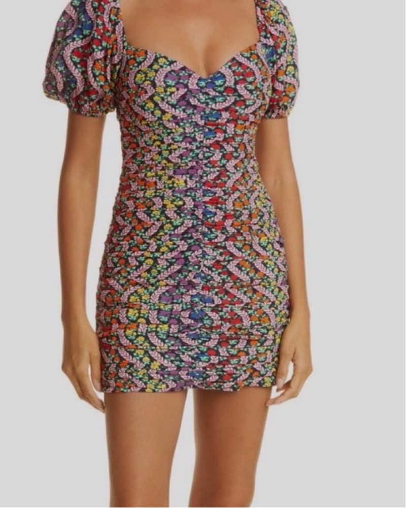 RHODE multicolor ruched mini dress size  - Image 1