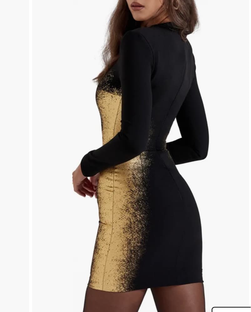 House Of Cb Black & Gold Foil Mini Dress - Image 3