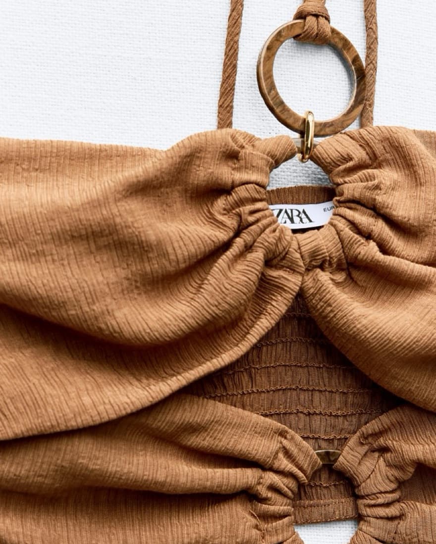 ZARA BROWN CUT OUT HALTER DRESS - Image 5
