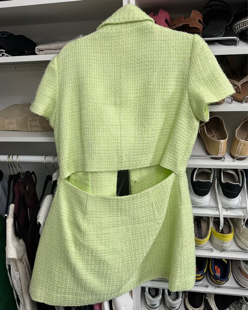 Self-Portrait Green Bouclé Mini Dress - Image 4
