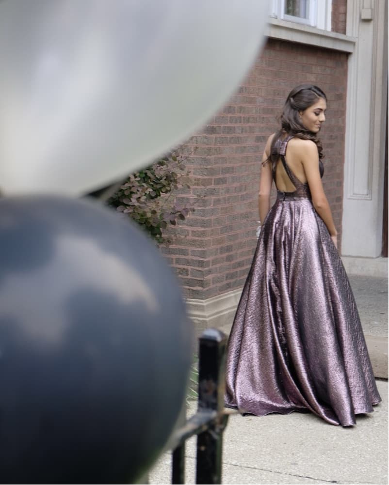 Purple Metallic Prom Dress - Image 3