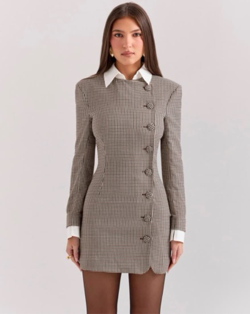 Chic Gingham Checked Mini Dress - Image 1