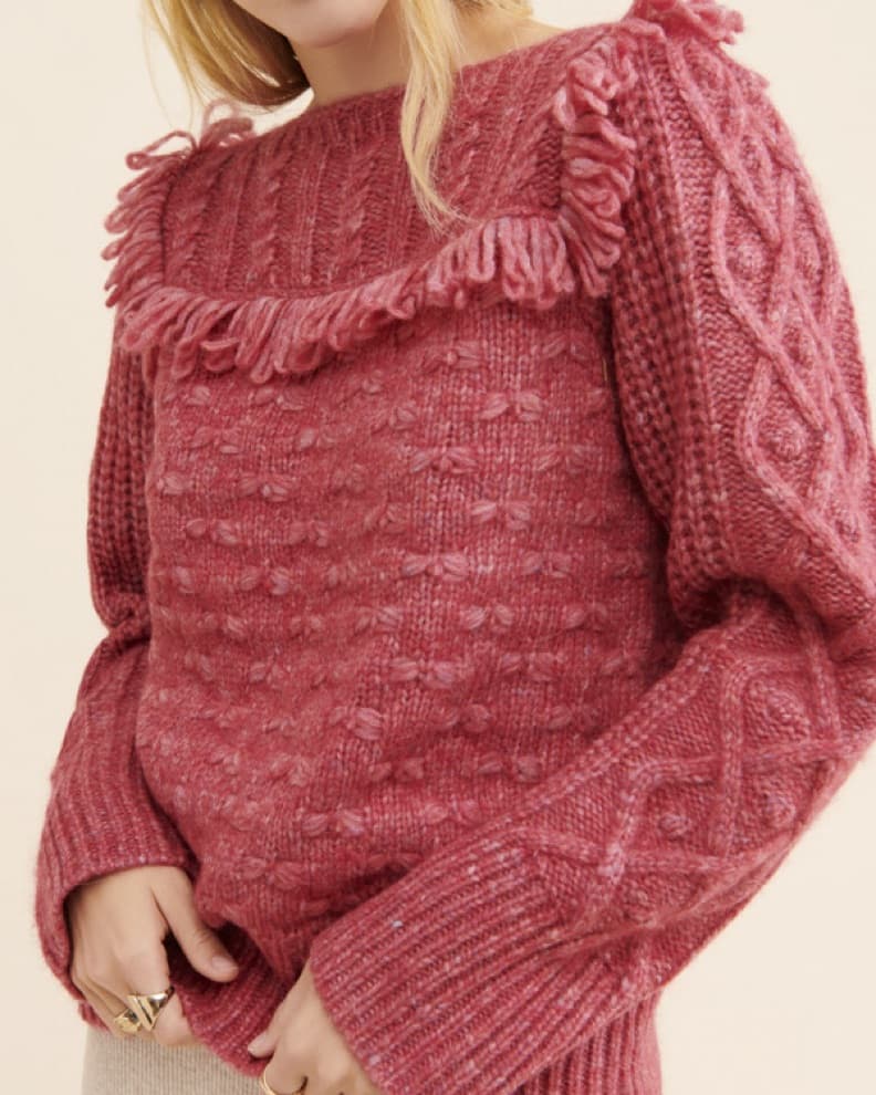 Romantic Textured Knit Sweater - Image 1
