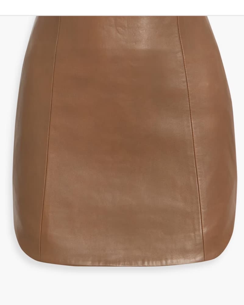 Brown Leather Mini Skirt - Image 4