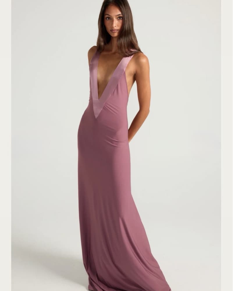 XS- S Ance Gria Rosa Plunge Gown - Image 5