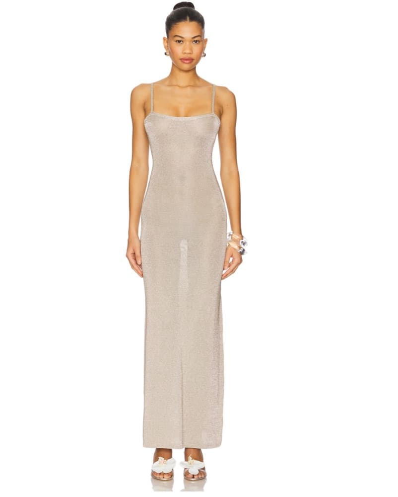 Revolve Dalilah Maxi Dress in Silver  - Image 1